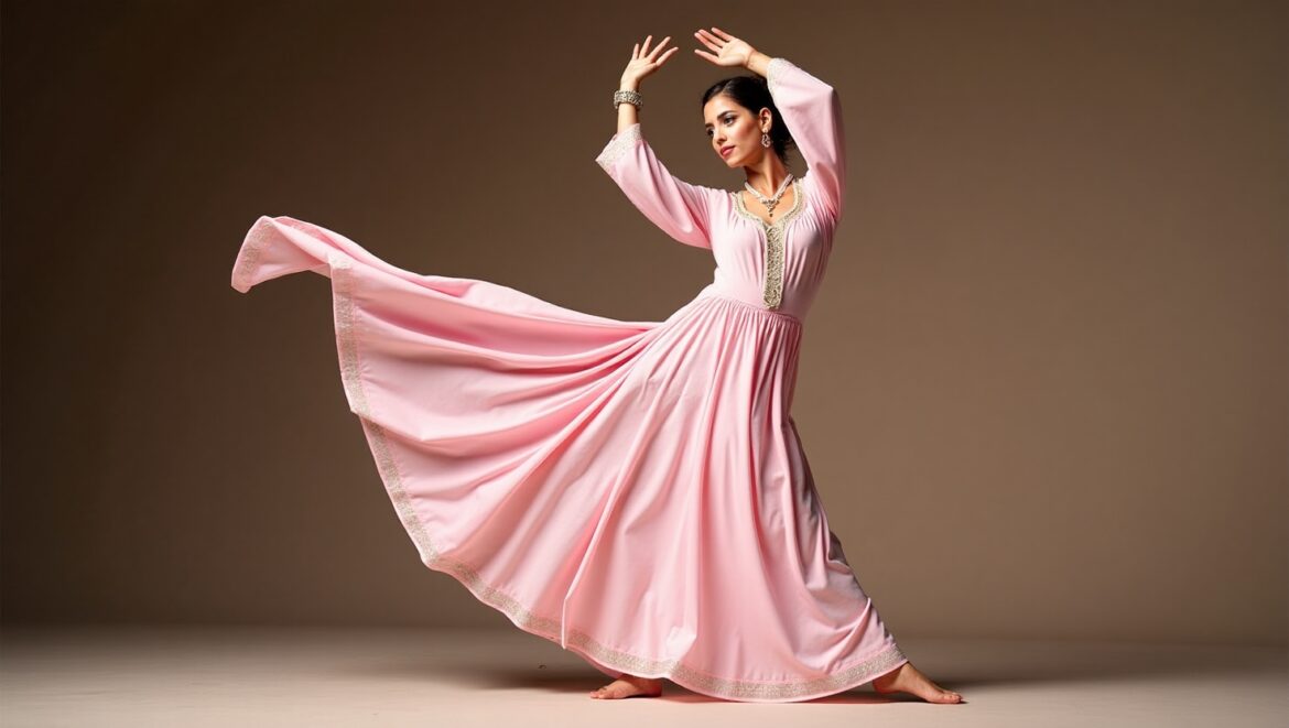women's light pink arabian dance dress