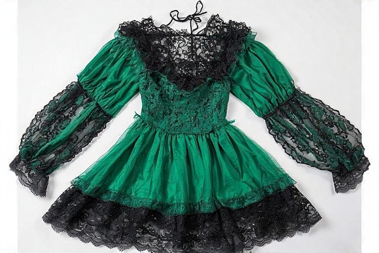 The Allure of the Emerald Green and Black Lace Victorian Long Sleeve Top on Amazon
