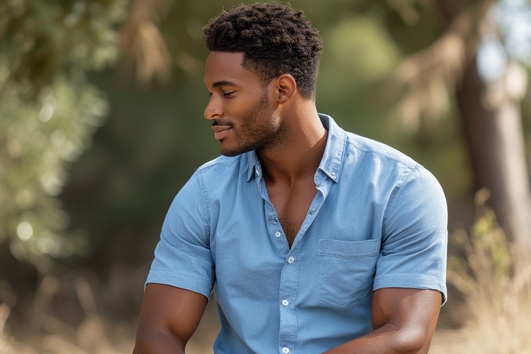 EcoQuest Blue Cotton Short Sleeve Shirt: Sustainable Style for Every Day